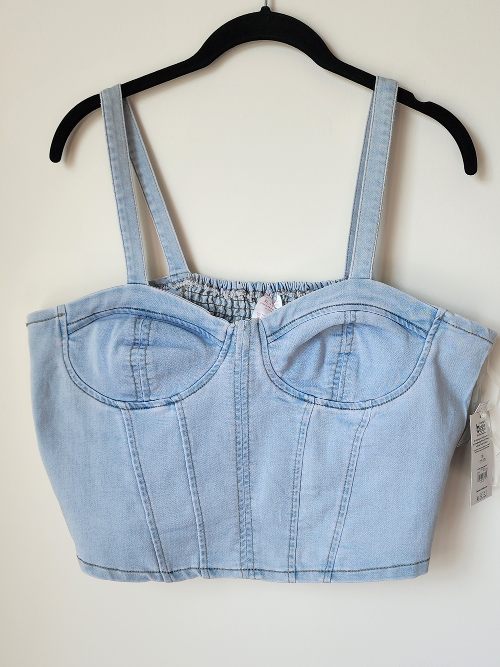 Light Wash Denim Bustier Crop Top